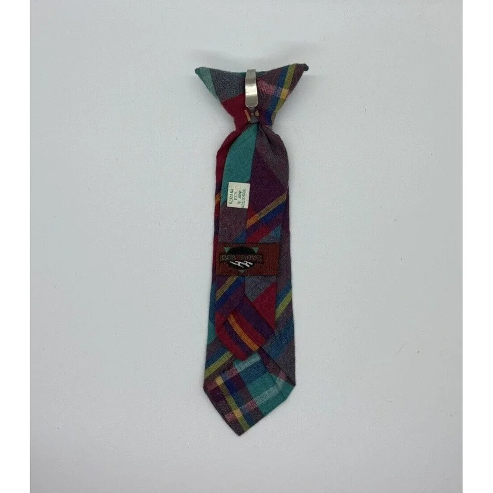 Vintage‎ Classic Boys Clip On Neck Tie 100% Cotton ~ USA ~ Preppy